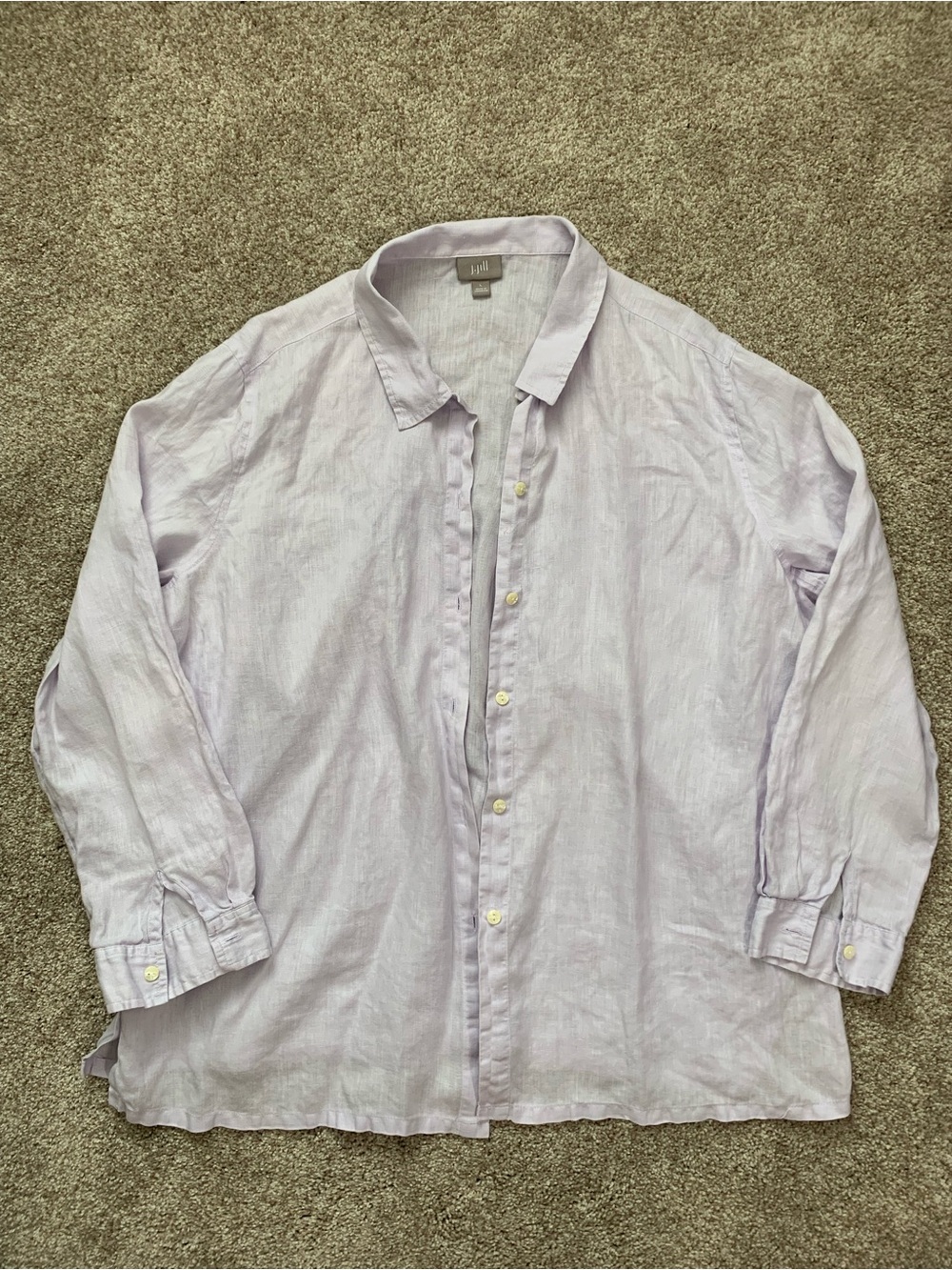 J Jill 100% Linen Purple Lilac Lavender Long Sleeve Button Down Blouse Large